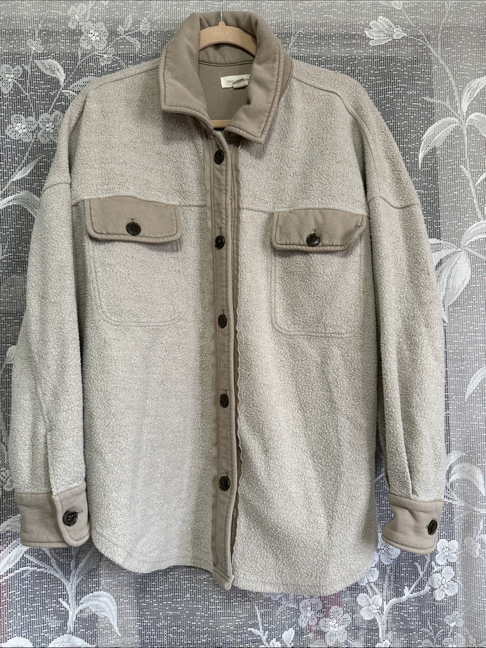 Grey Reverse Fleece button up shirt